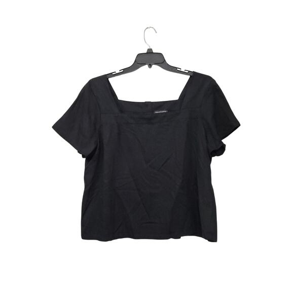 Saks Fifth Avenue ​Square Neck Flutter Sleeve Top Sz XL Short Sleeve Lyocell - Picture 1 of 5
